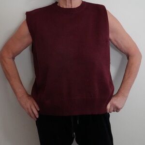 Men's Burgundy Sleeveless Sweater